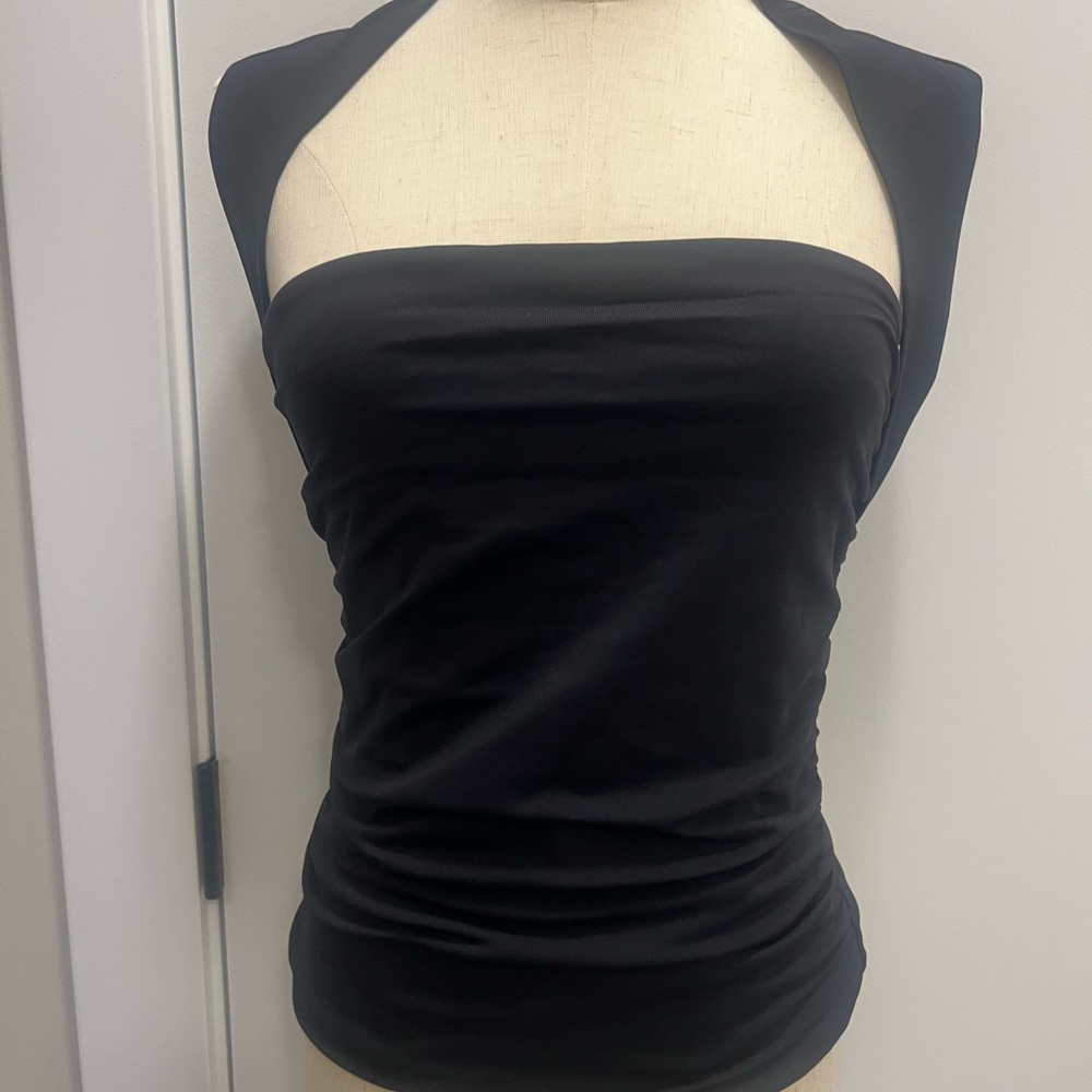 Aritza Black Ruched Cut Out Tank Top